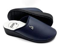 Sani' Chaussons sanitaires pour femme avec tige micro-perforée pour hallux Valgus super confortables légers respirants chaussures de travail en cuir véritable, bleu, 36 EU