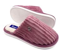 Sani' Pantoufles en velours pour femme - Semelle intérieure en mousse à mémoire de forme - Slippers souples - Antidérapantes légères, aubergine, 36 EU