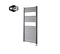 Sanicare HPW Radiateur électrique - 111,8x45cm - 596W - wifi - thermostat - argent - en bas à droite - gunmetal (anthracite) HPRWS 451118/M