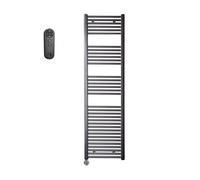 Sanicare HVS Radiateur électrique - 172x60cm - 1127W - avec télécommande - thermostat - chrome - en bas à gauche - gunmetal (anthracite) HRLSC 601720/M