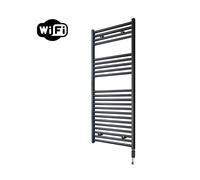 Sanicare HVW Radiateur électrique - 111,8x60cm - 730W - wifi - thermostat - noir - en bas à droite - noir mat HRRWZ 601118/A