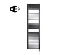 Sanicare HVW Radiateur électrique - 172x45cm - 920W - wifi - thermostat - chrome - en bas à droite - noir mat HRRWC 451720/A