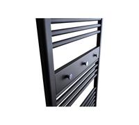 Sanicare Panneau porte-serviettes - 51,7x9,2x2,7cm - pour radiateur - 3 boutons porte-serviettes chromés - noir mat HHP600A