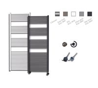 Sanicare radiateur électrique design 172 x 60 cm aspect inox avec thermostat noir HRAEZ601720/I