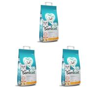 Sanicat - Litière pour Chats agglomérante Blanche - Parfum de Vanille et Mandarine, Fabriquée à partir de minéraux naturels avec contrôle d'odeur, Capacité de 10 L (Lot de 3)