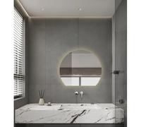Saniclass Aura Badkamerpiegel - 80x68.3cm - halfrond - horizontale / verticale - indirecte LED verlichting - spiegelverwarming - Infrarood SW12-8068