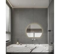 Saniclass Aura miroir - demi-rond - 60 x 51,2 cm - LED indirecte tout autour - chauffage de miroir, à intensité variable SW12-6051