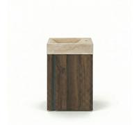 Saniclass Chaci Ensemble de fontaine - 40x65cm - 1 porte - 1 trou de robinet - droite - fontaine travertin - noyer SW1411213/SW1244452