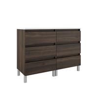 Saniclass Chaci PLUS Ensemble meuble de salle de bains - 120x86x46cm - plan de toilette - 6 tiroirs - noyer (bois) 2xSW892695/SW892750