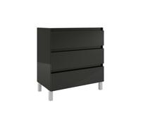 Saniclass Chaci Plus Ensemble meuble de salle de bains - 80x46x86cm - plan supérieur - sans trou de robinetterie - 3 tiroirs - noir mat SW1212798/SW892710