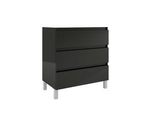 Saniclass Chaci Plus Ensemble meuble de salle de bains - 80x46x86cm - plan supérieur - sans trou de robinetterie - 3 tiroirs - noir mat SW1212798/SW892710