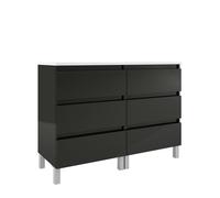 Saniclass Chaci PLUS Meuble de salle de bain - 120x86x46cm - plan de toilette - 6 tiroirs - noir mat 2xSW892696/SW892705