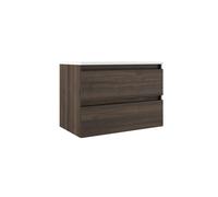 Saniclass Chacito Ensemble meuble de salle de bains - 100x40x55cm - peu profond - 2 tiroirs - sans poignées - lavabo blanc brillant - 1 trou de robinet - noyer SW1441328/SW7091
