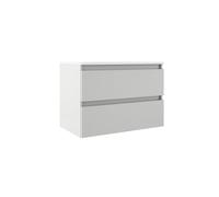 Saniclass Chacito Ensemble meuble de salle de bains - 100x40x55cm - peu profond - 2 tiroirs - sans poignées - lavabo blanc brillant - 1 trou de robinet - blanc mat SW1441331/SW7091