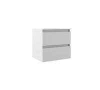 Saniclass Chacito Ensemble meuble de salle de bains - 60x40x55cm - peu profond - 2 tiroirs - sans poignées - lavabo blanc brillant - 1 trou de robinet - blanc mat SW1212806/SW7115
