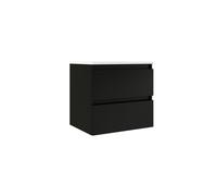 Saniclass Chacito Ensemble meuble de salle de bains - 60x40x55cm - peu profond - 2 tiroirs - sans poignées - vasque blanc brillant - 1 trou de robinet - noir mat SW1212807/SW7115