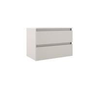 Saniclass Chacito Ensemble meuble de salle de bains - 80x40x55cm - peu profond - 2 tiroirs - sans poignées - lavabo blanc brillant - 1 trou de robinet - cotton mat (beige) SW1212814/SW7090