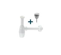 Saniclass ensemble de vidage lavabo - siphon blanc - bonde clic-clac chromée sw1175/sw1176