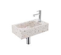 Saniclass Fuente Ensemble fontaine - 40x22x10cm - trou de robinet à droite - robinet de fontaine chrome - bouchon de vidange - siphon bas - beige mat SW956227/SW696234/SW696209/SW696219/SW1137129