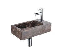 Saniclass Fuente Ensemble fontaine - 40x22x10cm - trou de robinet à droite - robinet de fontaine chrome - bouchon de vidange - siphon bas - Dark Emporador SW1244453/SW696234/SW696209/SW696219/SW113712