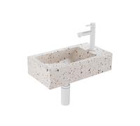 Saniclass Fuente ensemble fontaine - 40x22x10cm - trou de robinet à droite - robinet de fontaine mat blanc - bouchon de vidange - siphon bas mat beige SW956227/SW1210972/SW696206/SW696216/SW1137129