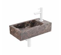 Saniclass Fuente Ensemble lave-mains - 40x22x10cm - trou de robinet à droite - robinet lave-mains blanc mat - bouchon de vidage - siphon abaissé - Dark Emporador SW1244453/SW1210972/SW696206/SW696216/