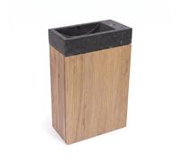 Saniclass Holz Atelier Ensemble meuble de WC - 40x60.5cm - 1 porte - lave-mains pierre naturelle foncée - trou de robinet à droite - chêne naturel SW1420819/SW728242