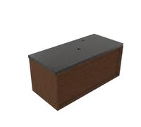 Saniclass Holz Frame Ensemble de meuble de salle de bains - 100x45x43cm - Plan vasque en basalte Noche poli (noir) - 1 trou de robinetterie - 1 tiroir - walnut pure mat (bois) SW1420771/SW728237