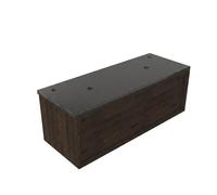 Saniclass Holz Frame Ensemble meuble de salle de bains - 120x45x43cm - Plan vasque en basalte Noche poli (noir) - 2 trous de robinetterie - 1 tiroir - chêne charcoal mat (bois) SW1420773/SW728239