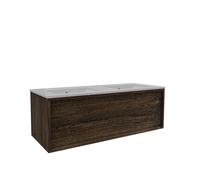 Saniclass Holz Framse Ensemble Meuble de Salle de Bains - 120x45x40cm - 1 tiroir - 2 lavabos - sans trous de robinet - trop-plein - Chêne charcoal SW1420773/SW773928