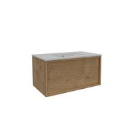 Saniclass Holz Framse Ensemble meuble de salle de bains - 80x45x40cm - 1 tiroir - 1 lavabo - 1 trou de robinet - trop-plein - Chêne naturel SW1420766/SW804531