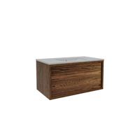 Saniclass Holz Framse Ensemble meuble de salle de bains - 80x45x40cm - 1 tiroir - 1 lavabo - 1 trou de robinet - trop-plein - Walnut pure SW1420768/SW804531