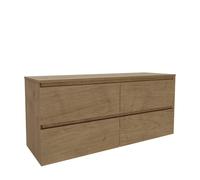 Saniclass Holz Pure Ensemble meuble de salle de bains - 140x45x60cm - 4 tiroirs - plan de toilette - Chêne naturel SW1420792/SW1420830