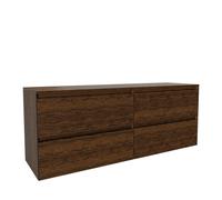 Saniclass Holz Pure Meuble de salle de bains - 160x45x60cm - 4 tiroirs - plan de toilette - Noyer pur SW1420797/SW1420835