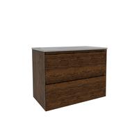 Saniclass Holz Pure Meuble de salle de bains - 80x45x60cm - 2 tiroirs - 1 lavabo - sans trous de robinet - trop-plein - Noyer pur SW1420786/SW773926