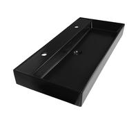 Saniclass Legend Meuble-lavabo - 100x47x13 cm - avec trop-plein - 1 vasque - 2 trous pour robinet - céramique - noir mat SW972106