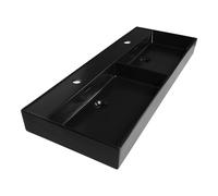 Saniclass Legend Meuble-lavabo - 120x47x13 cm - avec trop-plein - 2 vasques - 2 trous pour robinet gauche et droite - céramique - noir mat 2228