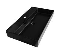 Saniclass Legend Meuble-lavabo - 80x47x13 cm - avec trop-plein - 1 vasque - 1 trou pour robinet - céramique - noir mat 2223