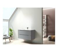 Saniclass Prime Balance Ensemble meuble de salle de bains - 100x55x45cm - vasque en céramique - 1 trou de robinet - mat greige (gris) SW892629/SW718718