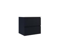 Saniclass Prime Blend ensemble meuble de salle de bains - 60x55x45.9cm - 2 tiroirs - poignée intégrée - MDF - plan vasque - 2 vasques - bleu marine mat ARES_60_Navy Blue