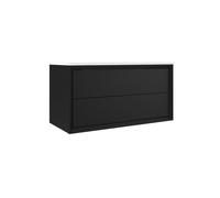 Saniclass Prime Core Ensemble de meuble - 100x50x45cm - 1 vasque rectangulaire en céramique Blanc - 1 trous de robinet - 2 tiroirs - avec miroir rectangulaire - Greige mat (gris) 88481