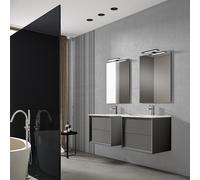 Saniclass Prime Core Ensemble meuble de salle de bains - 60x50x45cm - 1 vasque ovale en céramique blanche - 1 trou de robinet - 2 tiroirs - miroir rectangulaire - anthracite mat SW892678/SW718716/SW72