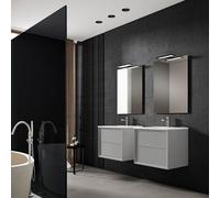 Saniclass Prime Core Ensemble meuble de salle de bains - 60x50x45cm - 1 vasque rectangulaire en céramique blanche - 1 trou de robinet - 2 tiroirs - miroir rectangulaire - greige mat (gris) SW892680/SW