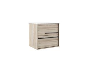 Saniclass Prime Essential Meuble sous lavabo - 60x55x46cm - 2 tiroirs - Poignée standard - MDF - chêne clair AQUA_60_Aliso