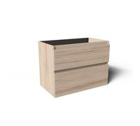 Saniclass Prime Vita Ensemble meuble de salle de bains - 80x46x60cm - plan supérieur - sans trou de robinetterie - 2 tiroirs - chêne clair mat (bois) SW1413850/SW910983