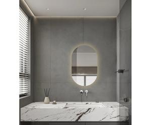 Saniclass Shine Miroir de salle de bains - 50x80cm - ovale - positionnement horizontal / vertical - éclairage LED indirect - Désembuage - Infrarouge SW11-5080