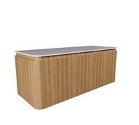 Saniclass Terra Meuble de salle de bains - 120cm - 2 tiroirs - coins arrondis - plan de travail solid surface - sandwood (chêne clair) SW1174101 / SW1174121