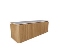 Saniclass Terra Meuble de salle de bains - 140cm - 4 tiroirs - coins arrondis - plan vasque solid surface - sandwood (chêne clair) SW1174103 / SW1174122