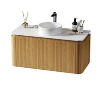 Saniclass Terra Meuble sous lavabo - 100cm - 2 tiroirs - coins arrondis - bois de sable