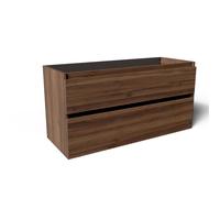 Saniclass Vita Ensemble meuble de salle de bains - 120x60x46cm - 2 tiroirs - sans poignée - 1 lavabo - 2 trous de robinet - trop-plein - céramique - noyer SW1413856/SW804533
